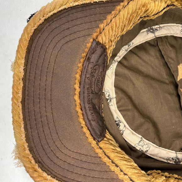 TRUE RELIGION Hat Distressed Corduroy Logo Embroidered TRBJ Trucker Baseball Cap - Picture 12 of 15